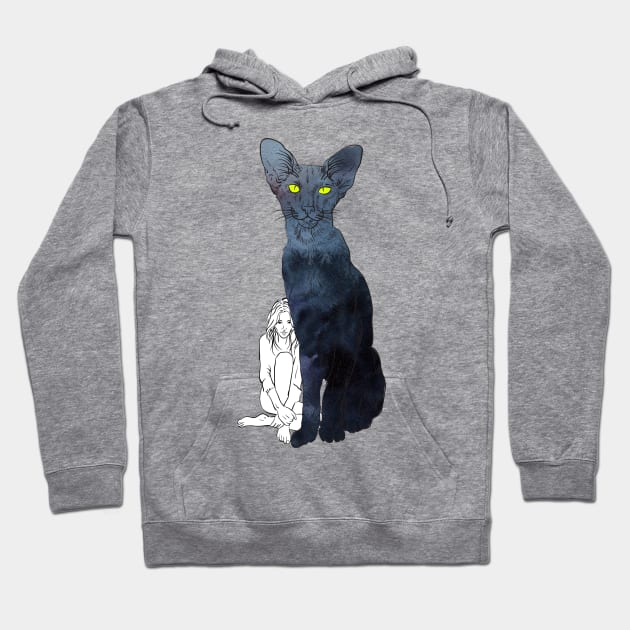 Girl and Cat 3 Hoodie by Olga Berlet